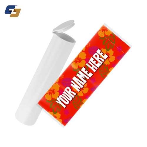 90mm White Pre-Roll Tubes Wide (.750") with Option 1 Shrink Sleeve Label